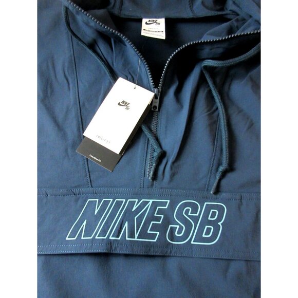 Nike SB Men's Anorak 1/2 Zip PO Skate Jacket Size Large Navy Blue Turquoise NWT - Picture 7 of 10
